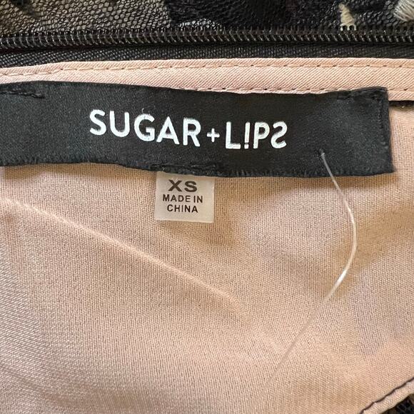 Sugar + Lips Black Sheer Lace Dress with Sheer Cut-Outs & Embroidery XS NWT - Picture 12 of 16